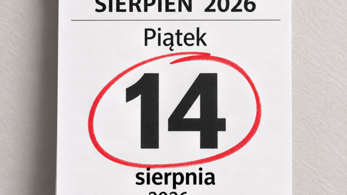 Informacja o dniu wolnym od pracy w sierpniu 2026 r.